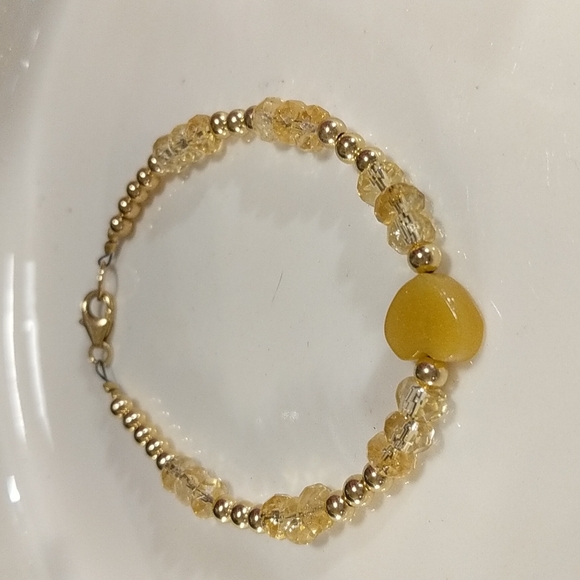 Topaz heart bracelet/ citrine/ 24 k gold bracelet - Picture 3 of 5
